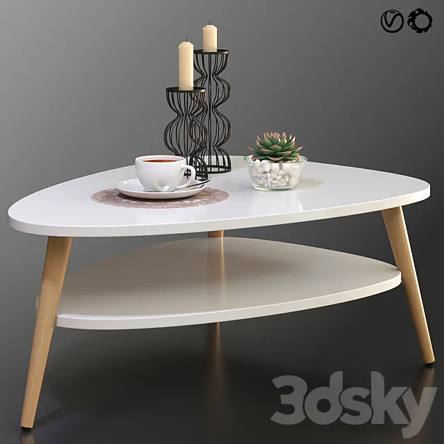 Coffee table Jimi La Redoute + decorative set 3DS Max Model