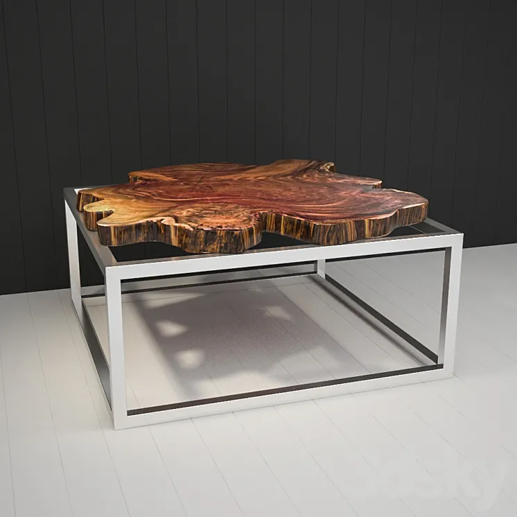 Coffee table of cut wood 3DS Max
