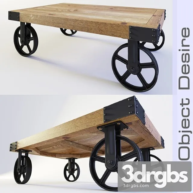 Coffee Table on Wheels in Loft Style 3dsmax Download