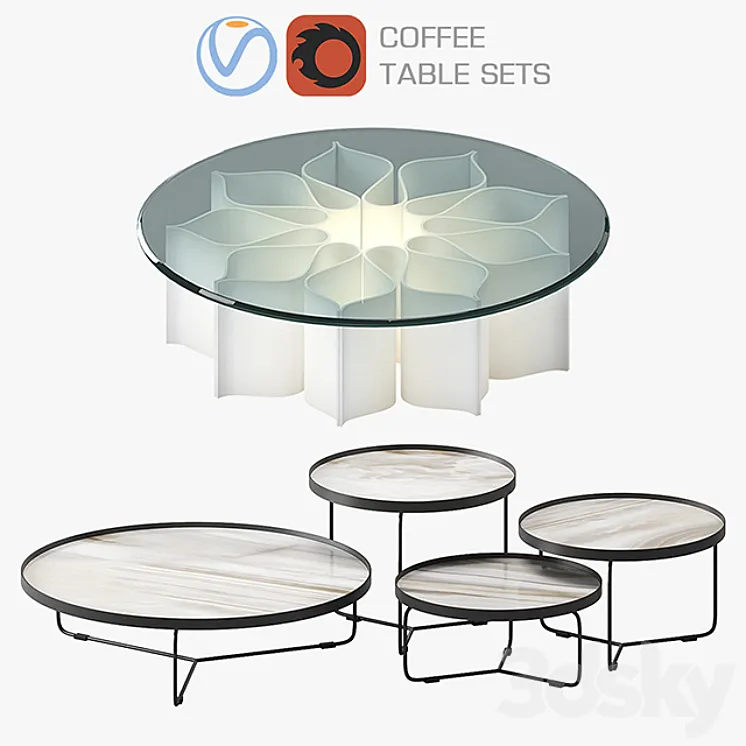 Coffee table sets 3DS Max