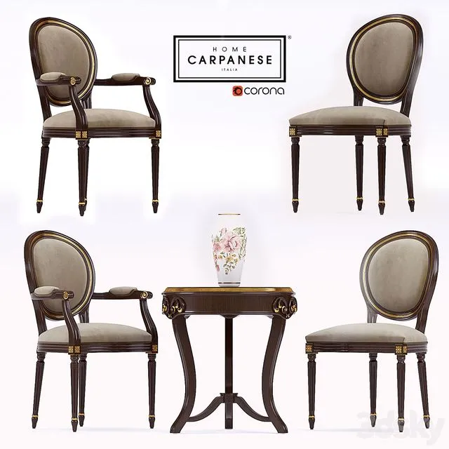 Coffee table with Carpanese armchairs 3dsMax Model