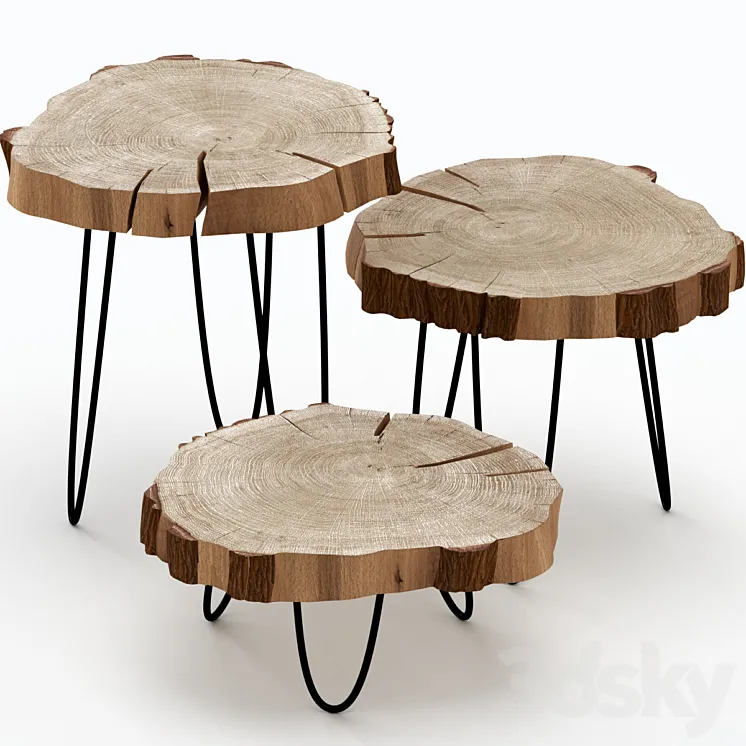 Coffee tables made of slab 3DS Max