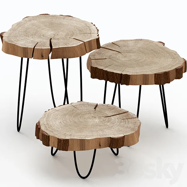 Coffee tables made of slab 3DSMax File