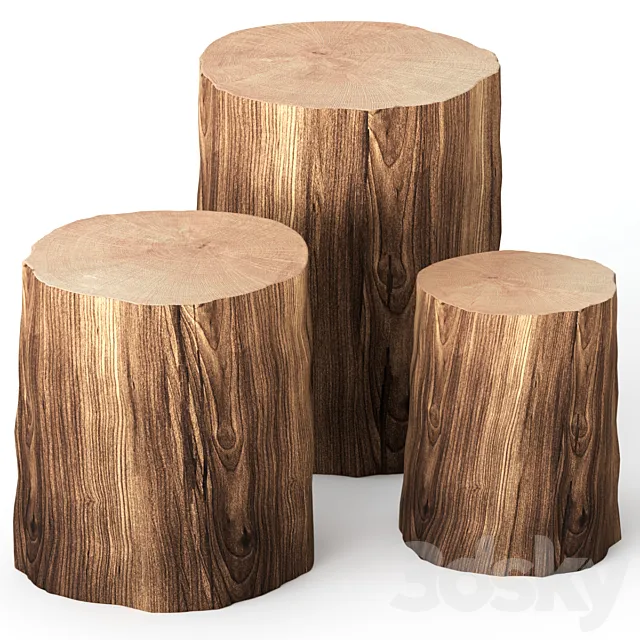 Coffee tables made of stumps 3DS Max Model