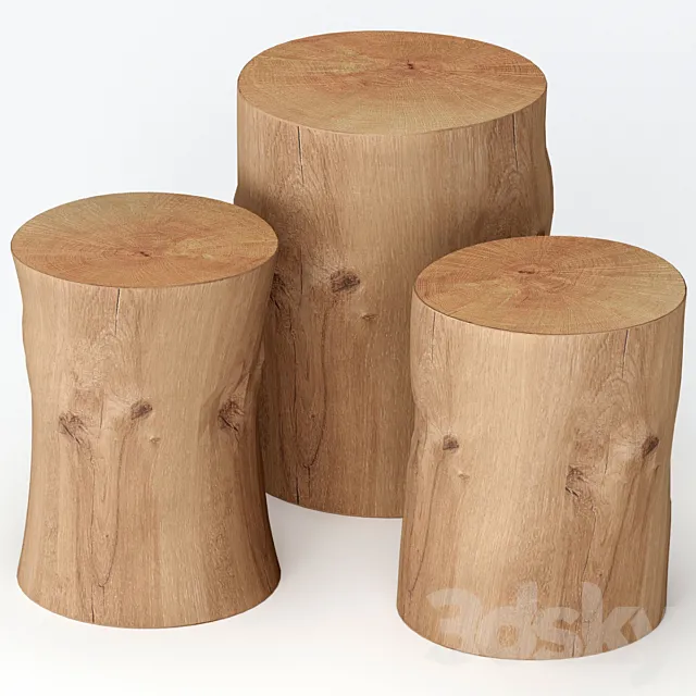 Coffee tables made of stumps 3ds Max