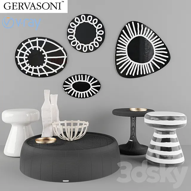 Coffee tables & Mirrors_GERVASONI 3ds Max