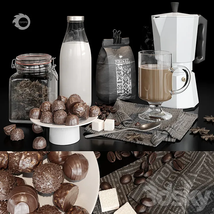 Coffee with milk 3DS Max