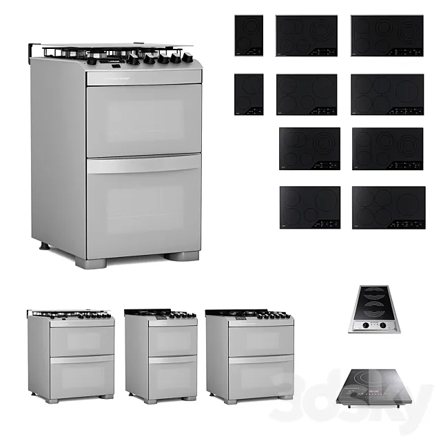 Collection – 11 Wolf Cooktops + 6 Whirlpool Brastemp Stoves + Portable Cooktops 3DSMax File