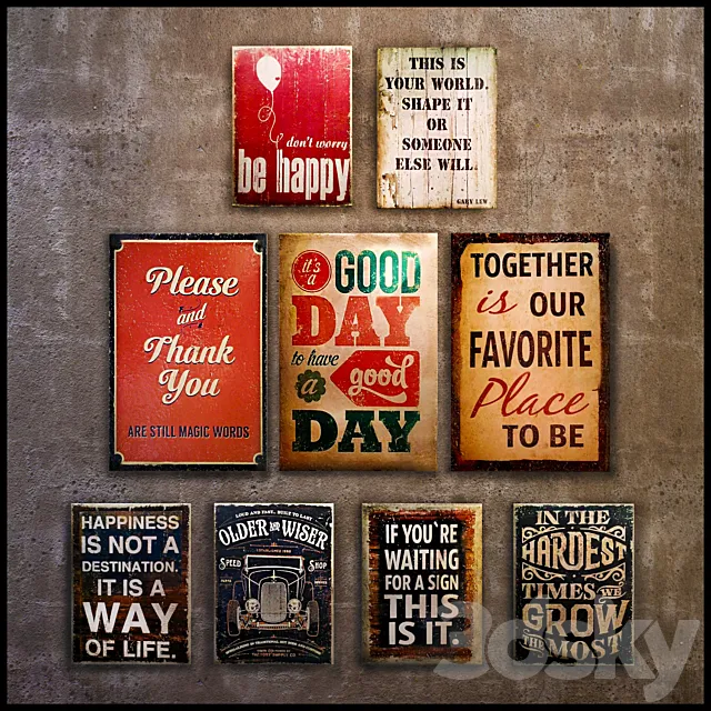 Collection 7: interior plate (decorative signboard wood panels wood poster) 3ds Max