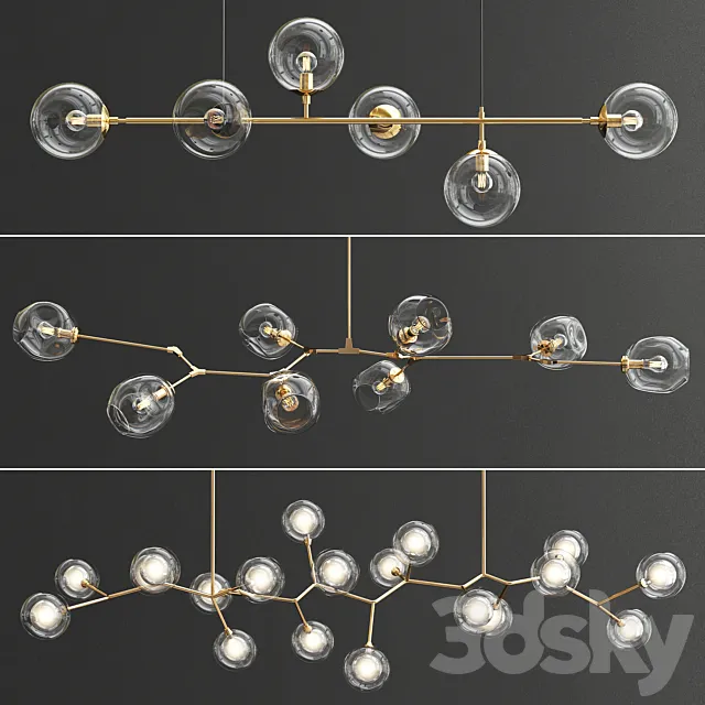 Collection branching chandeliers 3DS Max Model