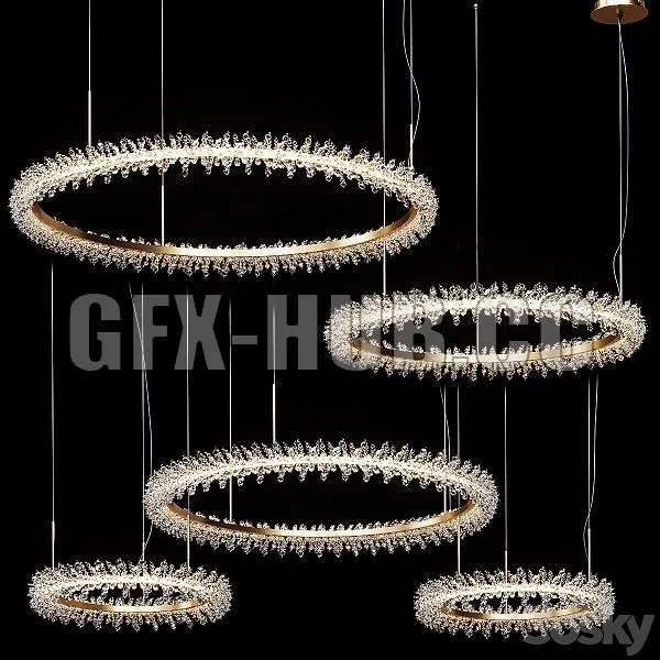 Collection Crystal Ring Luxury LED Chandelier 3dsMax Model