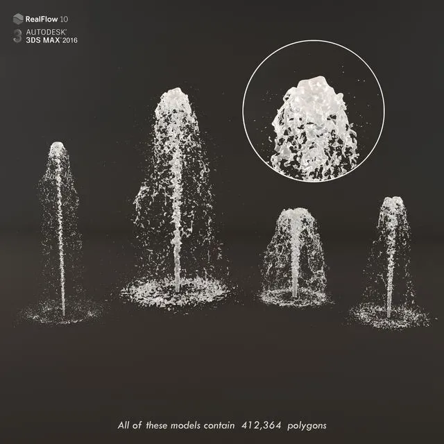 Collection fountain waterfall 4 3dsMax Model