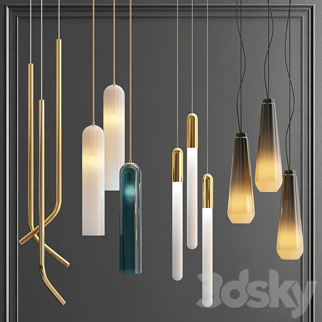 Collection hanging lightings 3DS Max Model