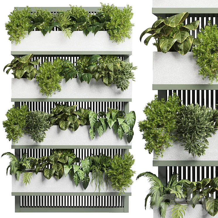 collection Indoor outdoor fitowall plant plant stairs stand metal vase 11 3DS Max Model