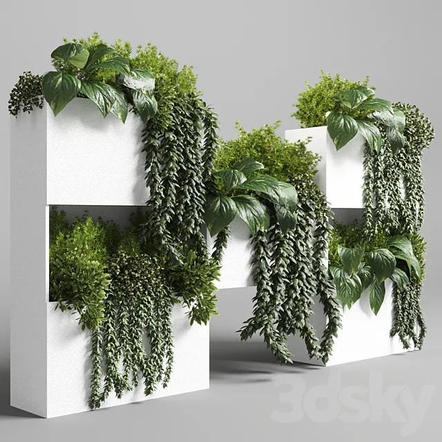 Collection Indoor plant-plant stand white concrete vase set 05 3ds Max