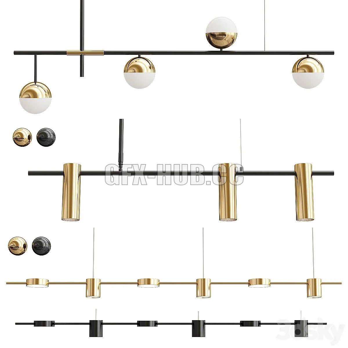 Collection Linear Chandelier 3dsMax Model