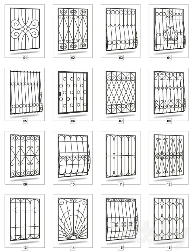 Collection of 69 welded window guards 3DS Max Model