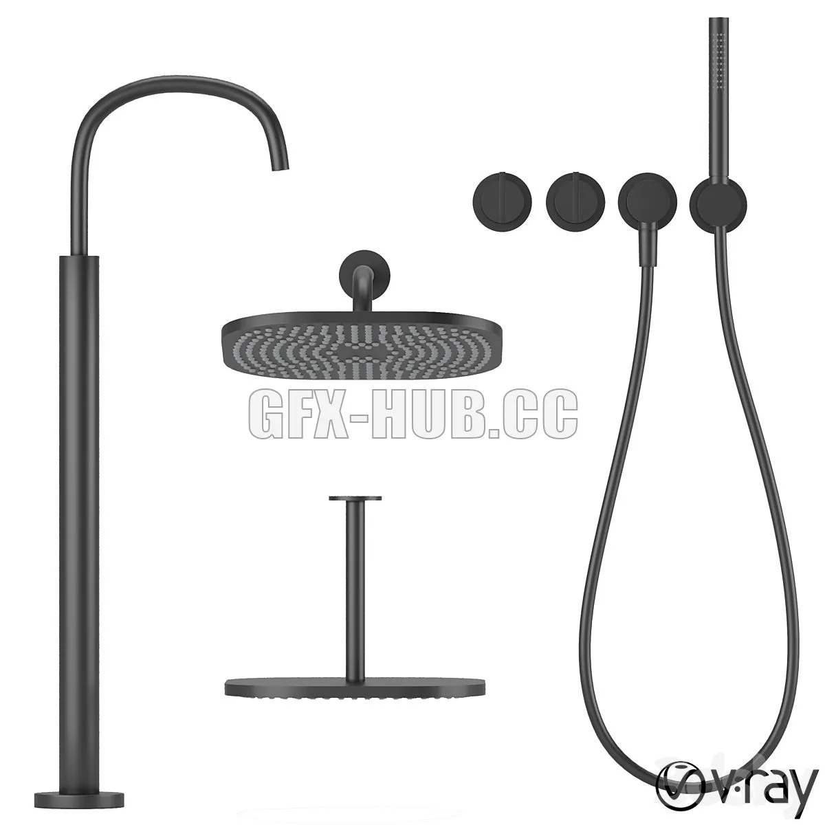collection of bath faucets 3dsMax Model