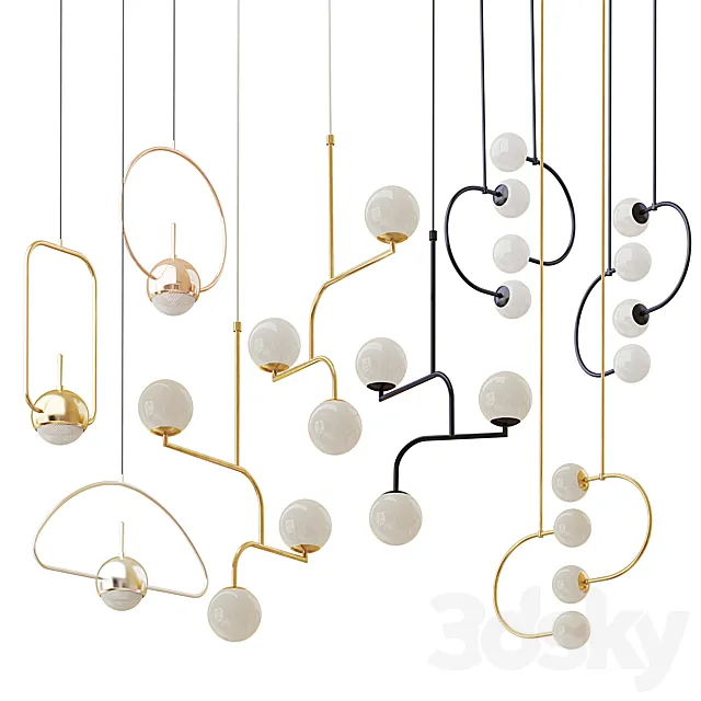 Collection of chandeliers Bower; MONIKA MULDER; Lampatron 3ds Max