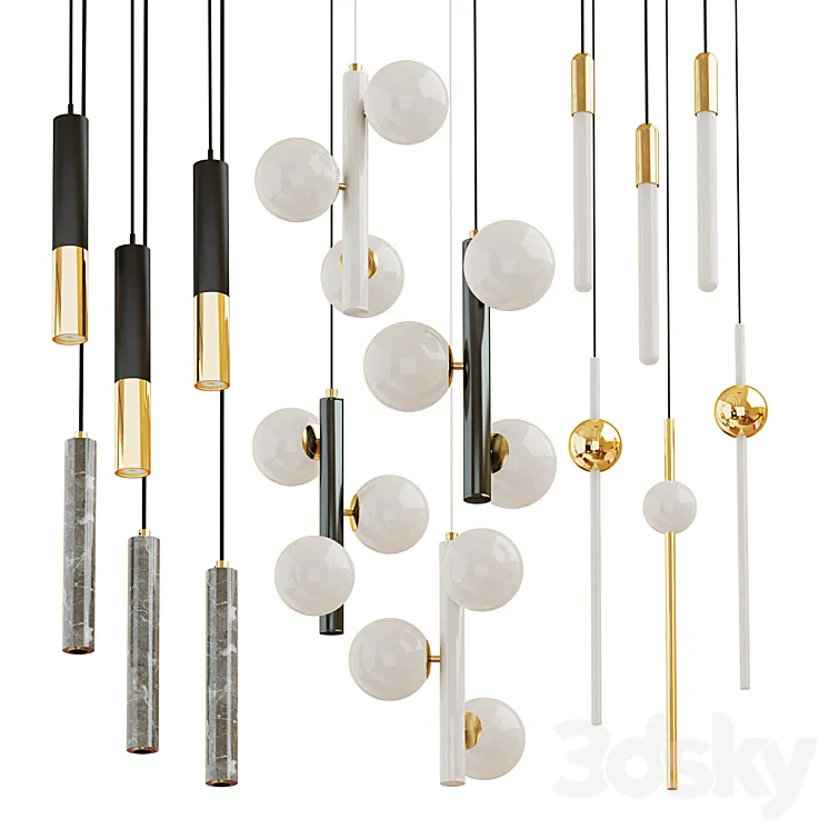 Collection of chandeliers Matthew; Delightfull; Lampatron; Lee broom 3DS Max