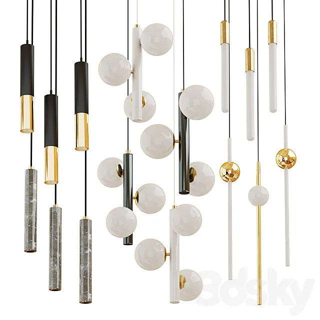 Collection of chandeliers Matthew; Delightfull; Lampatron; Lee broom 3DSMax File
