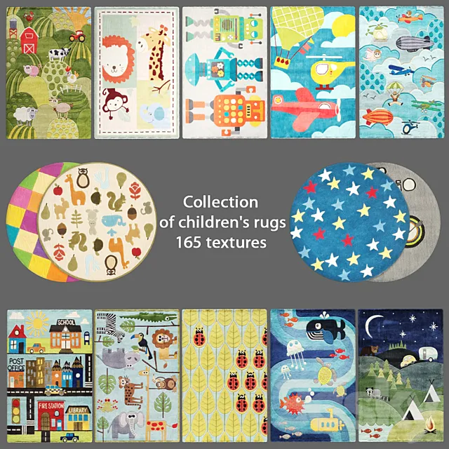 Collection of children’s carpets 3 3ds Max