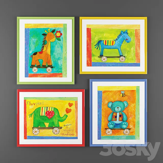 Collection of children’s paintings 3DSMax File