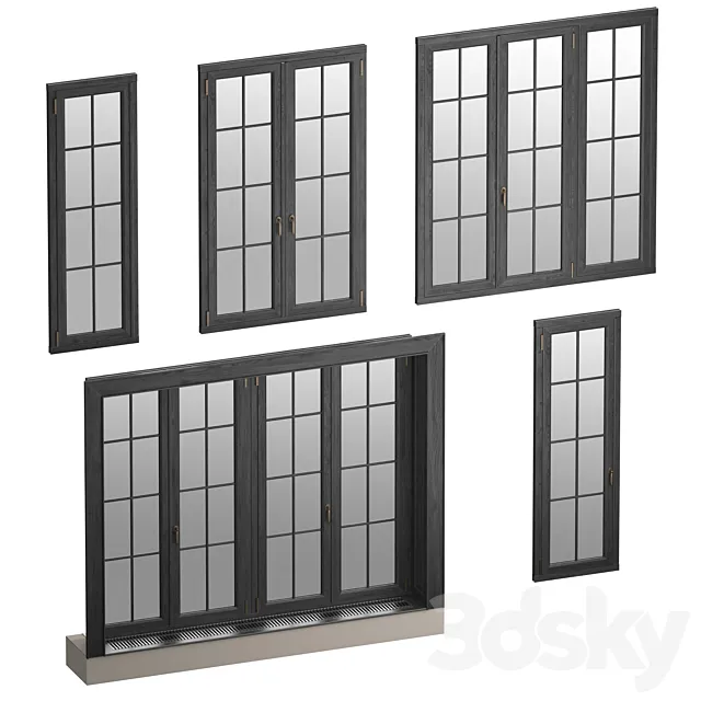 Collection of classic windows. 5 models 3DS Max Model