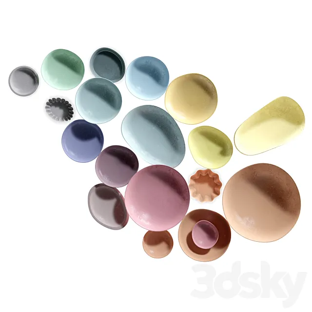 COLLECTION OF CLAY PLATES ON THE WALL (V-ray_Corona) 3DS Max Model