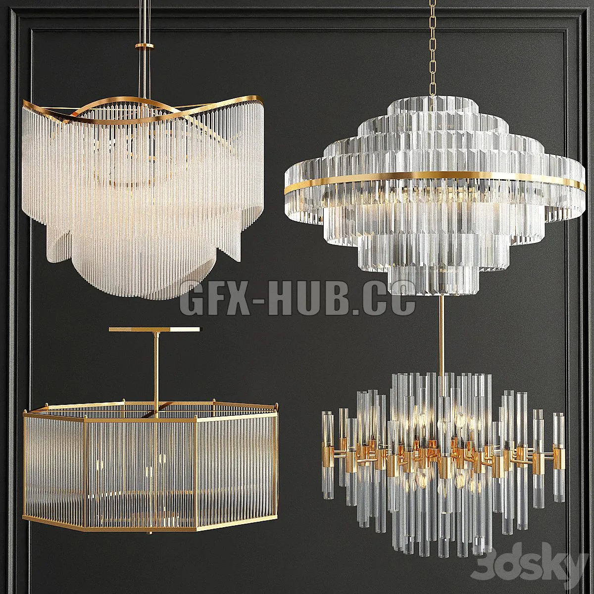 Collection of CRystal Chandelier 3dsMax Model
