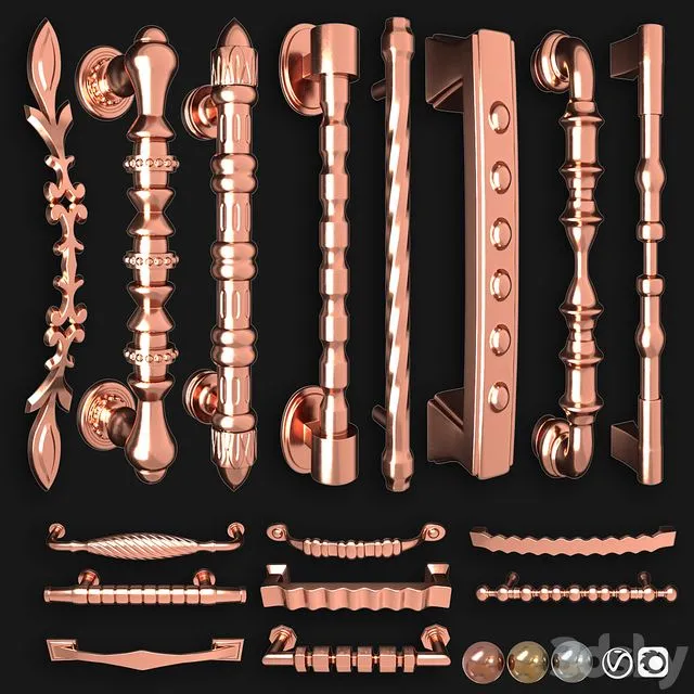 Collection of door knobs and handle-set 006 3dsMax Model