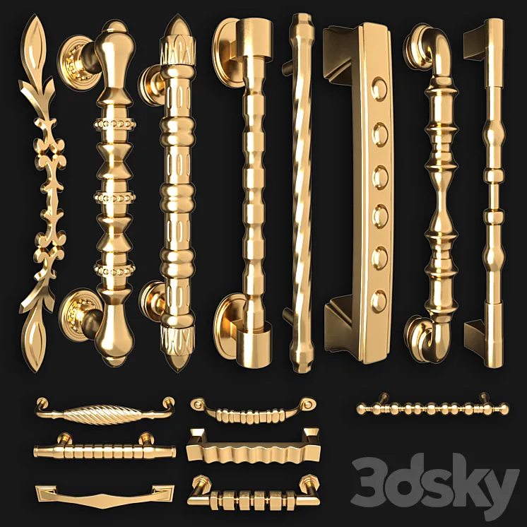 Collection of door knobs and handle-set 006 3DS Max Model