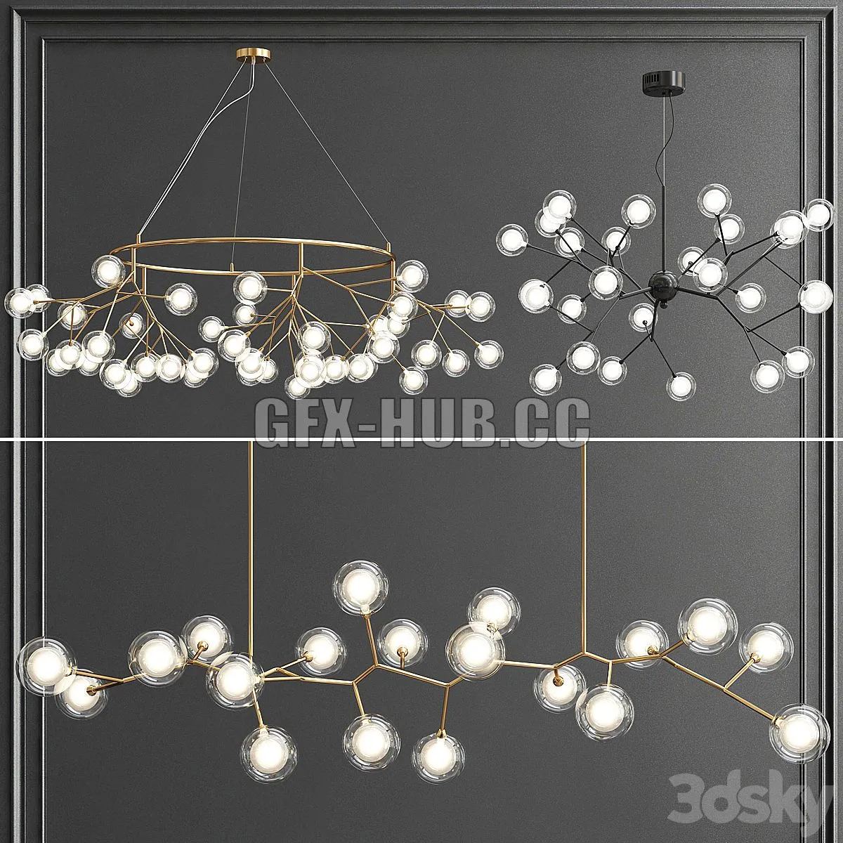 Collection of Double Glazed Lampshades 3dsMax Model