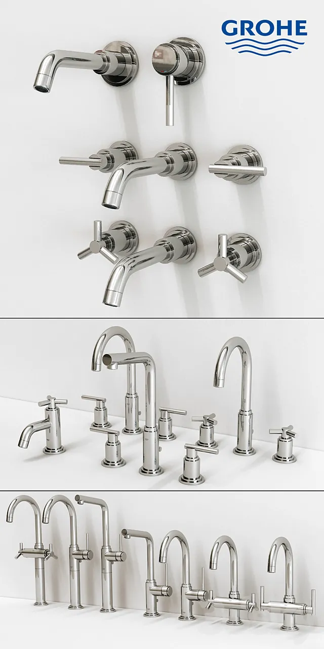 Collection of faucets Grohe Atrio 3DS Max Model