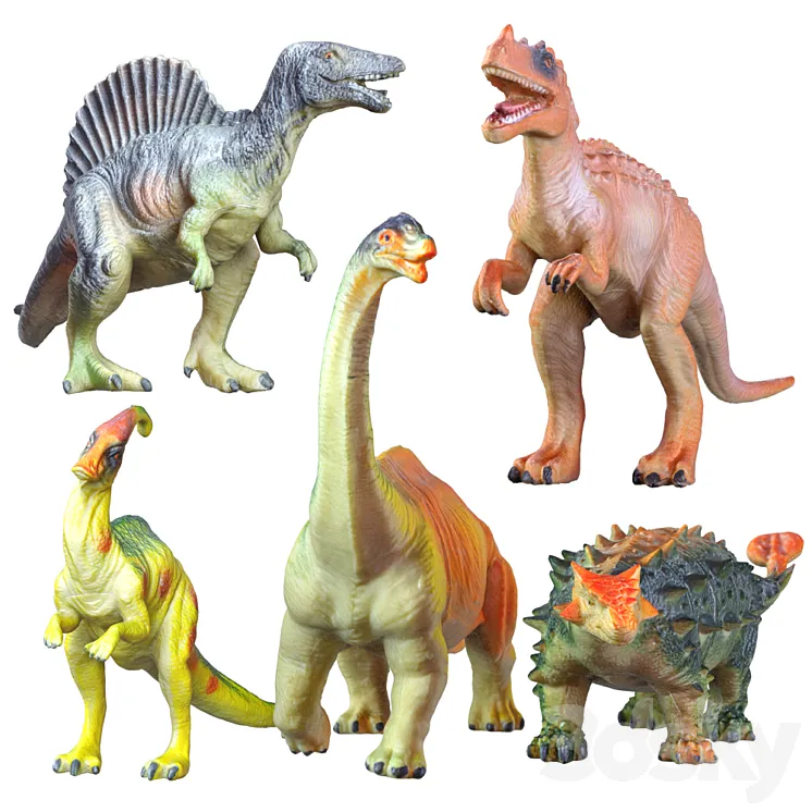 Collection of Five Dinosaur Toys 3DS Max