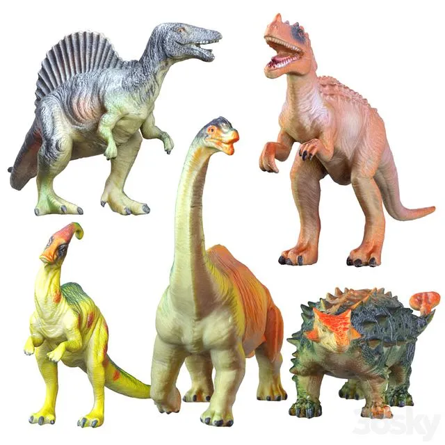 Collection of Five Dinosaur Toys 3dsMax Model