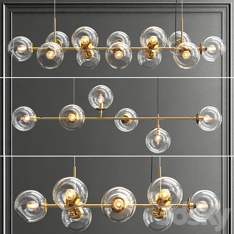 Collection of glass bole chandelier 3DS Max