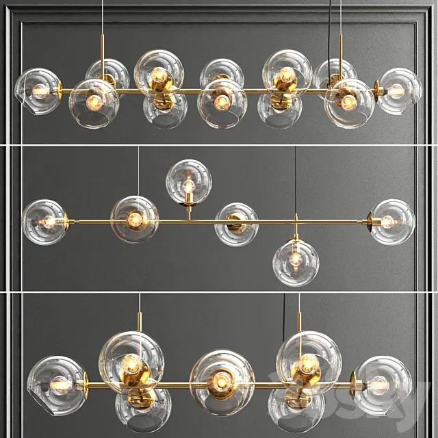 Collection of glass bole chandelier 3DSMax File