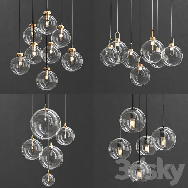 Collection of Glass Bole Lamps 3ds Max
