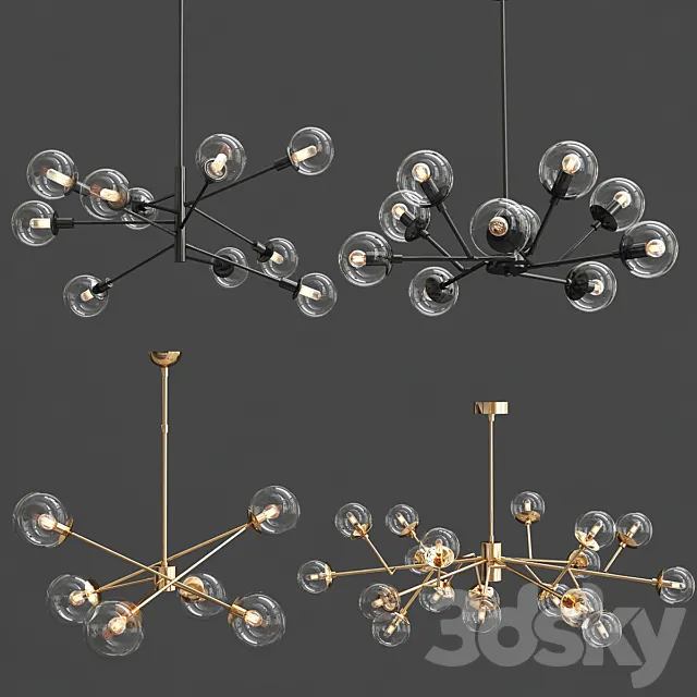 Collection of Glass Chandelier_2 3DS Max Model