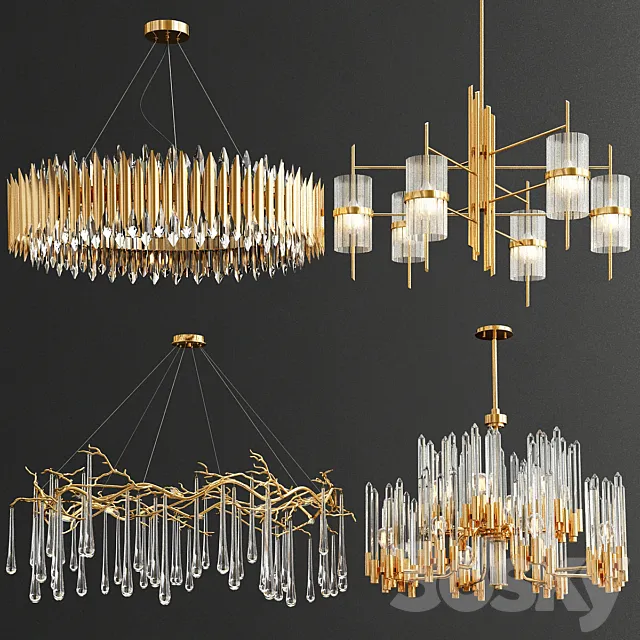 Collection of impression chandeliers_2 3ds Max