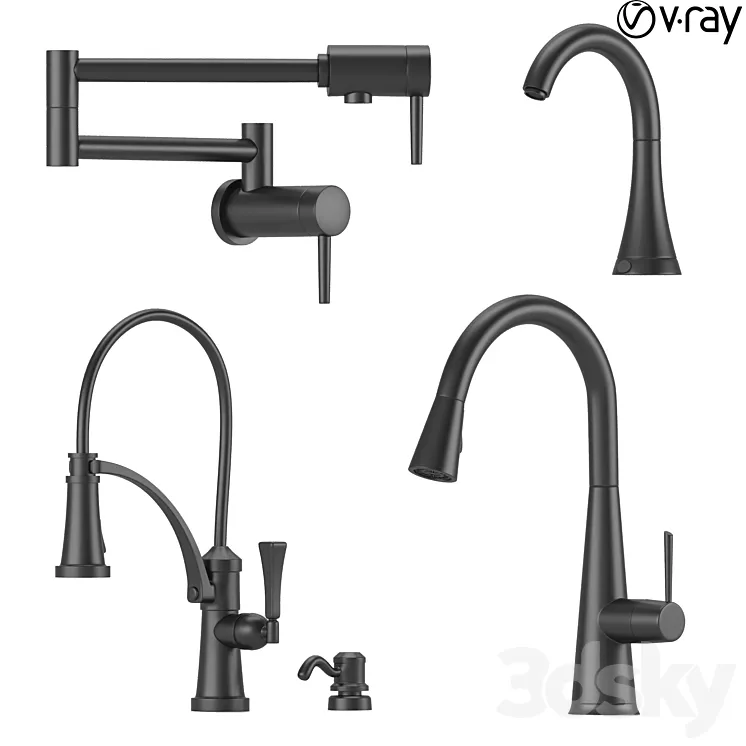 Collection of kitchen faucets 3DS Max