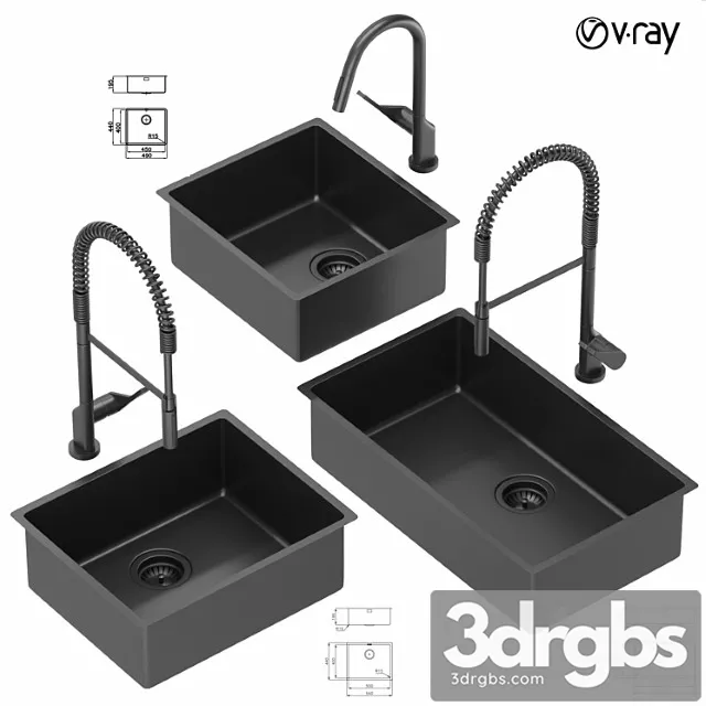 Collection of kitchen sinks 01 3dsmax Download