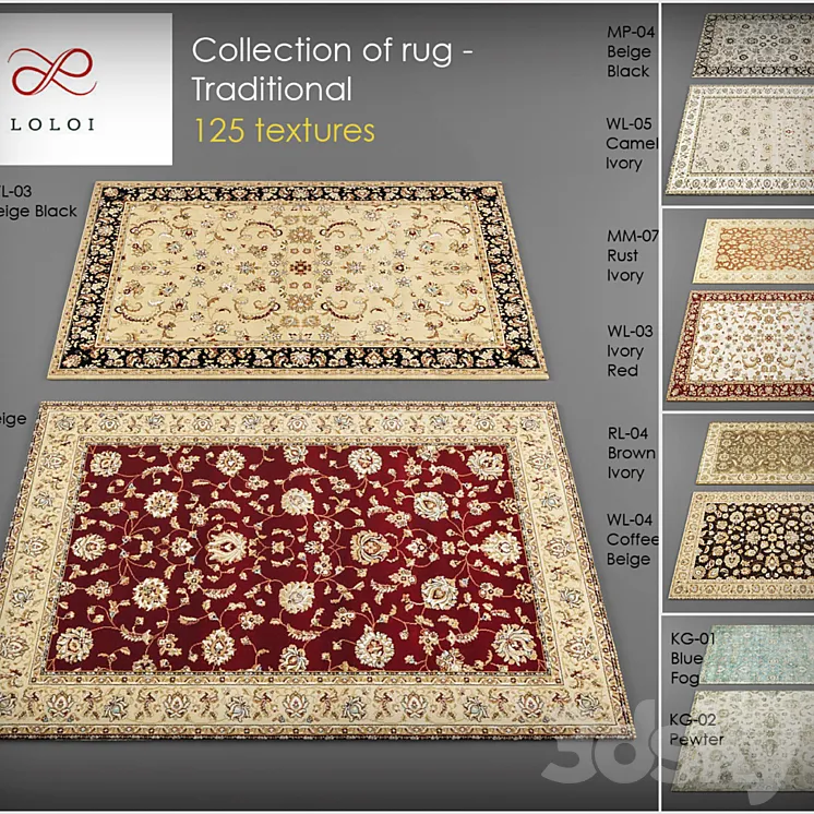 Collection of Loloi rugs 3DS Max