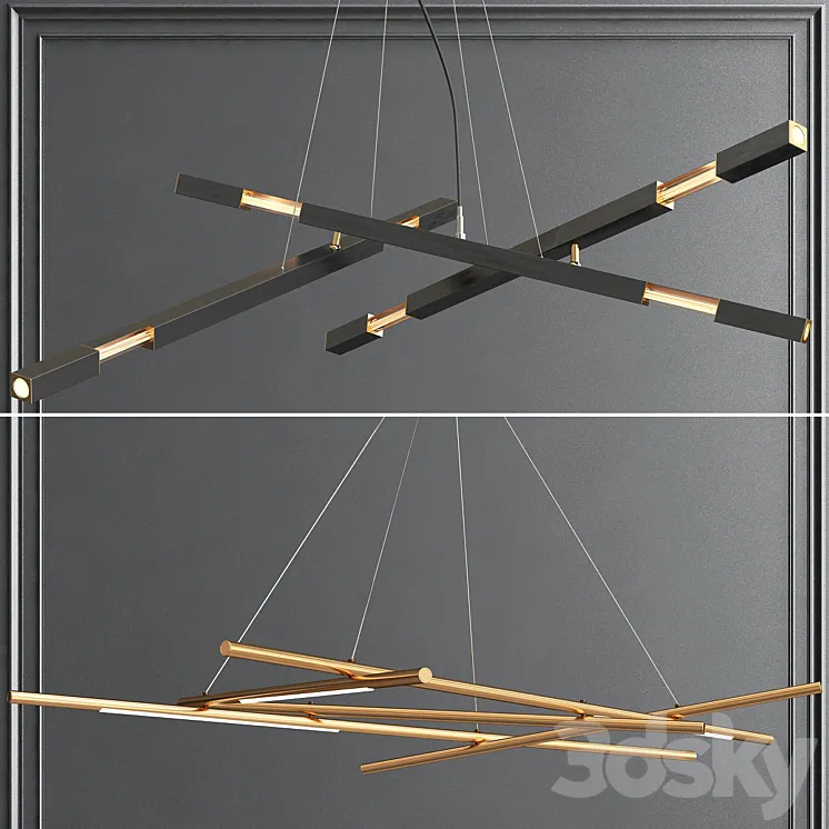 Collection of Minimalist Chandelier 3DS Max
