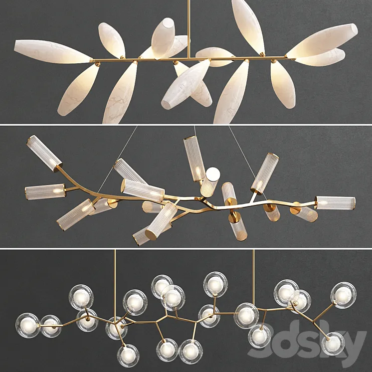 Collection of Modern Branche Lighting 3DS Max