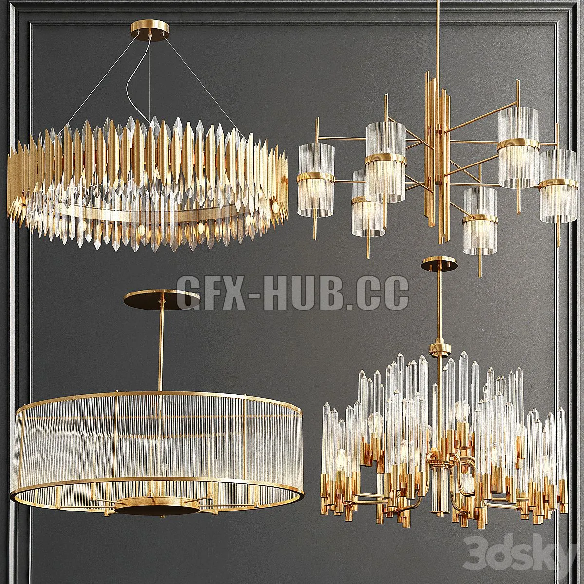 Collection of Modern Chandelier 3dsMax Model