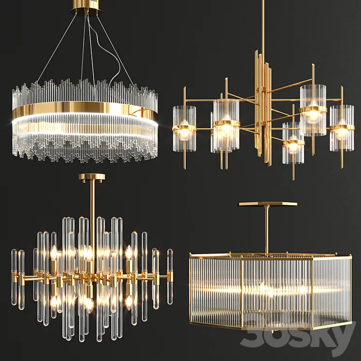 Collection of modern chandeliers 3DS Max