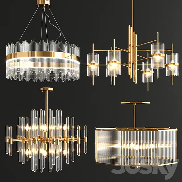 Collection of modern chandeliers 3DSMax File