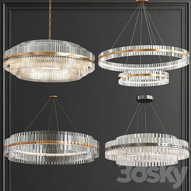 Collection of Modern Crystal Chandelier 3DSMax File